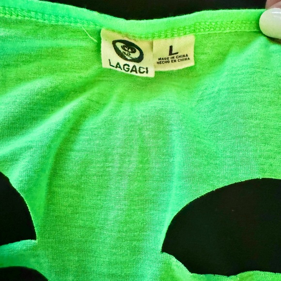 Legaci Neon Green Cutout Skull Back Tank Top With Black Skull Front - Picture 4 of 5